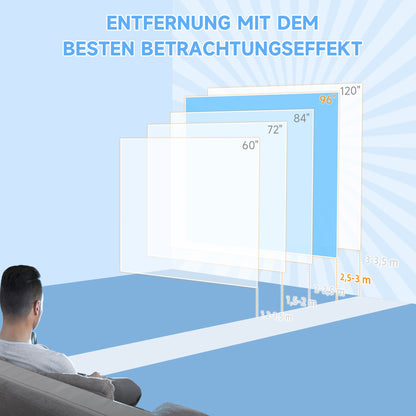HOMCOM Beamer-Leinwand, 1:1 Format, Fernbedienung, 172 x 172 cm (96 Zoll), Weiß