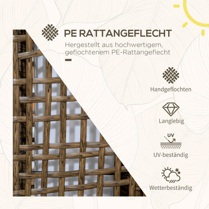 Outsunny Außenleuchte, Gartenlampe, Solarbetrieb, 8h Leuchtdauer, Einschaltautomatik, Rattanoptik, 15,5 x 15,5 x 46 cm