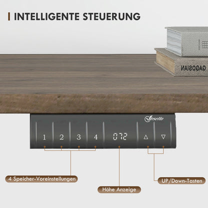 Vinsetto Höhenverstellbarer Schreibtisch Elektrisch 140 x 70 cm Computertisch mit 4 Memory-Steuerung, 4 tlg. Tischplatte, Steh-Sitz Tisch mit Anti-Kollision, Überhitzungsschutz Schwarz