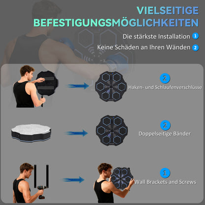 SPORTNOW Musikboxmaschine, Bluetooth-Boxgerät, Wandmontage, 9 Geschwindigkeiten und Modi, LED-Lichter, Schwarz