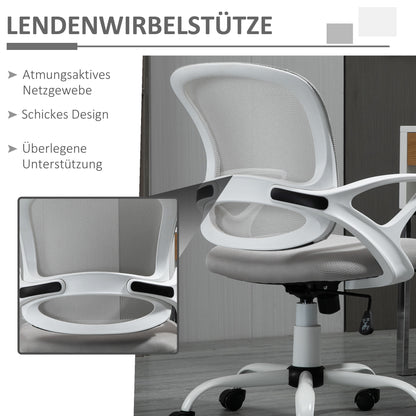 Vinsetto Bürostuhl, Schreibtischstuhl mit Rollen, ergonomisch, höhenverstellbar, Grau