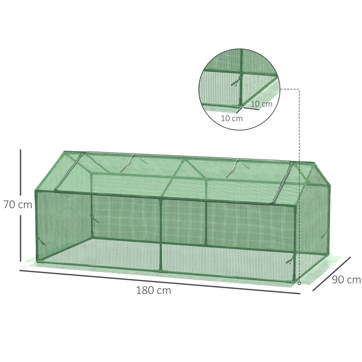 Outsunny Foliegewächshaus mit Fenster Treibhaus Tomatenhaus Frühbeet 180 x 90 x 70 cm Grün