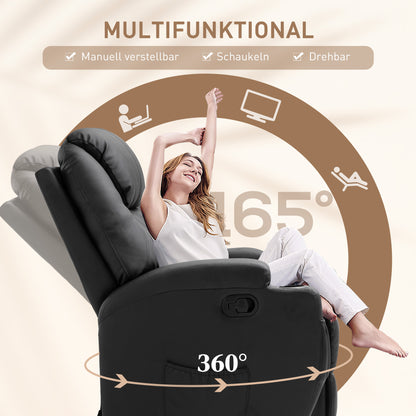 HOMCOM Massagesessel Elektrisk Relaxsessel Fernsehsessel Massagefunktion 5 Massage-Modi Liegefunktion Kunstleder Holz Metall Schaumstoff Schwarz 84 x 92 x 109 cm