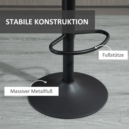 HOMCOM 2er-Set Barhocker im Retrodesign, inkl. Fußstütze, höhenverstellbar, Gaslift, Grau + Schwarz
