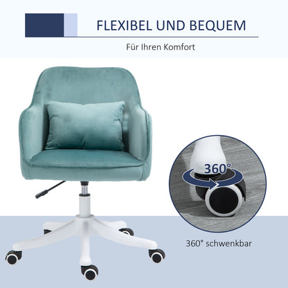 Vinsetto Massage-Bürostuhl in Samtoptik Lendenkissen mit Vibrationsmassage bis 115 kg USB-Schrittstelle höhenverstellbar 57B x 70T x 78-86H cm Grün