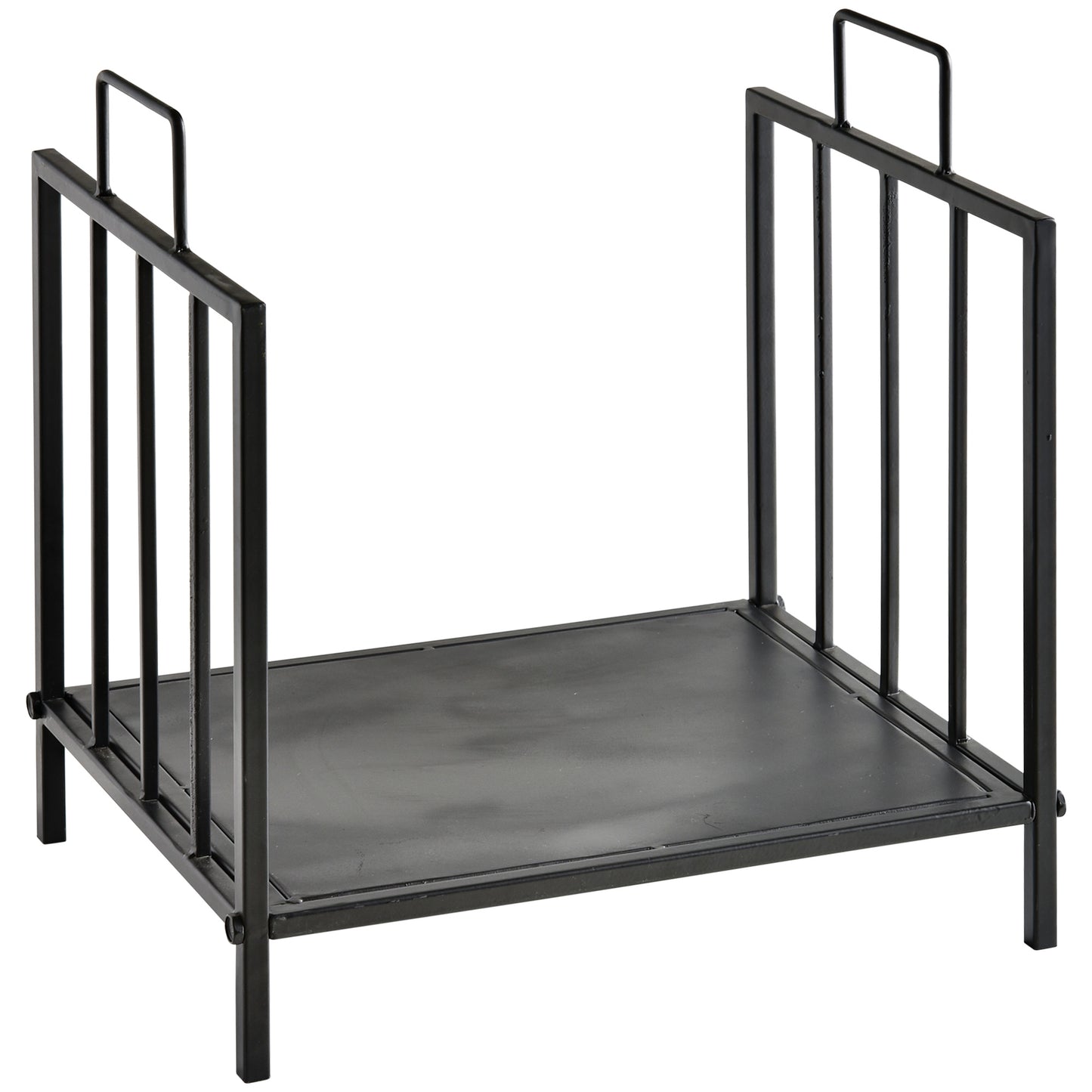 Outsunny Kaminholzregal für innen 44,5 x 33 x 46,5cm Brennholzregal mit Griffe für Feuerholz, Brennholz Metall Schwarz