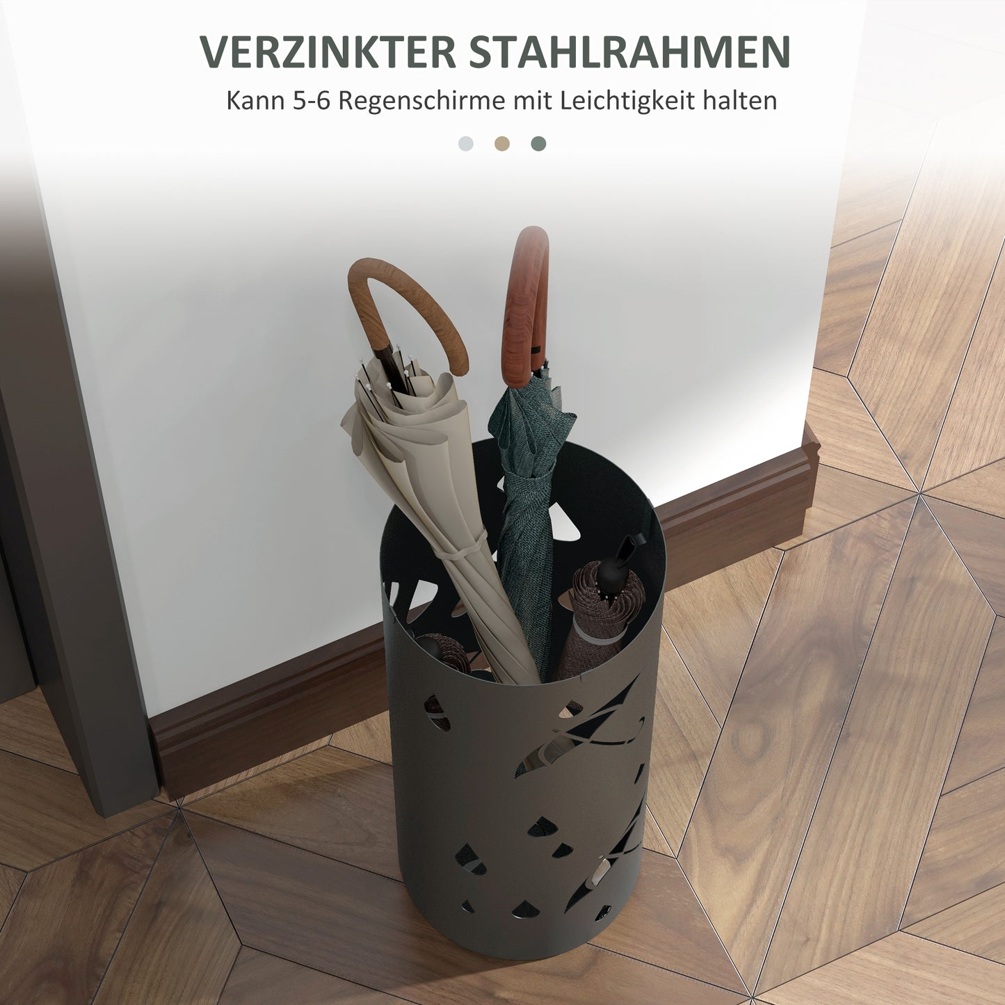 HOMCOM Schirmständer, Stahl, Säulenform, Herausnehmbares Bodenfach, Ø17 x 41H cm, Grau