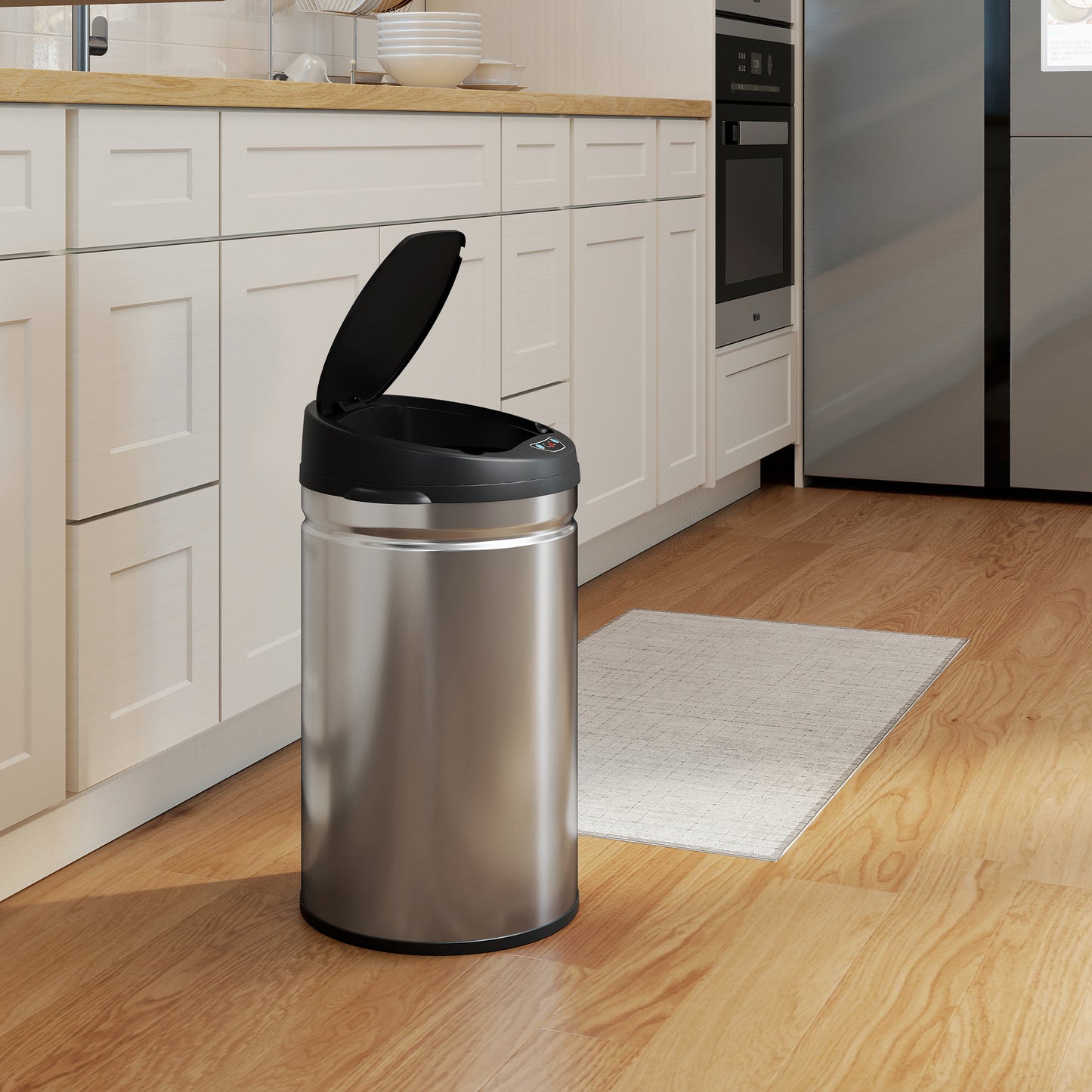 HOMCOM 30 Liter Sensor-Mülleimer mit Soft-Close-Funktion, berührungsfreier Abfalleimer aus Edelstahl für hygienische Küchen