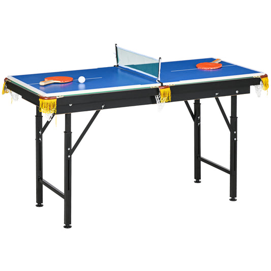 SPORTNOW 2-in-1 Billardtisch, Tischtennisplatte, mit Zubehör, 140x63x80cm, Blau/Grün