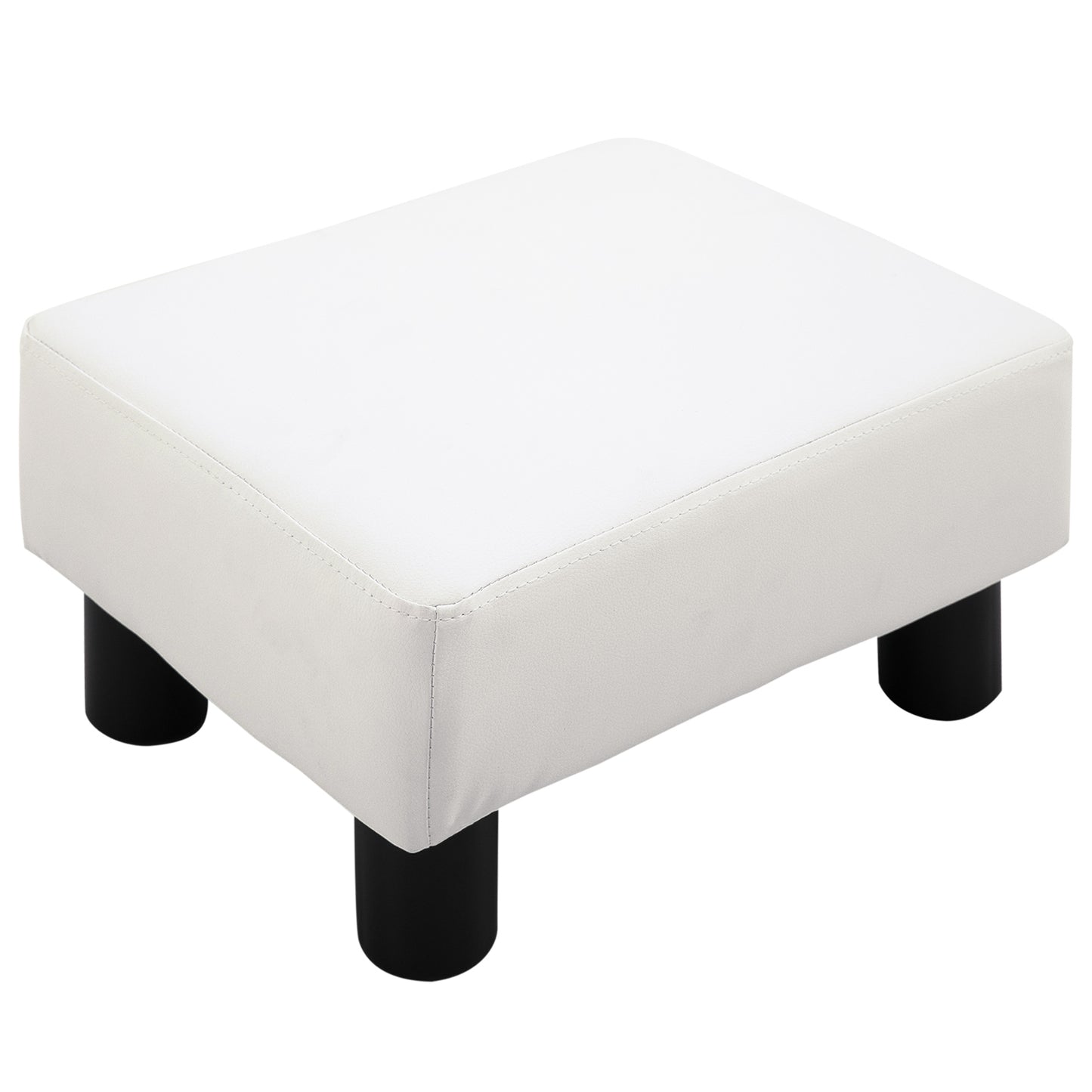 HOMCOM Sitzhocker Hocker mit Kunstleder Moderner Fußhocker Kunstlederhocker Ottomane für Schlafzimmer, Wohnzimmer, Weiß