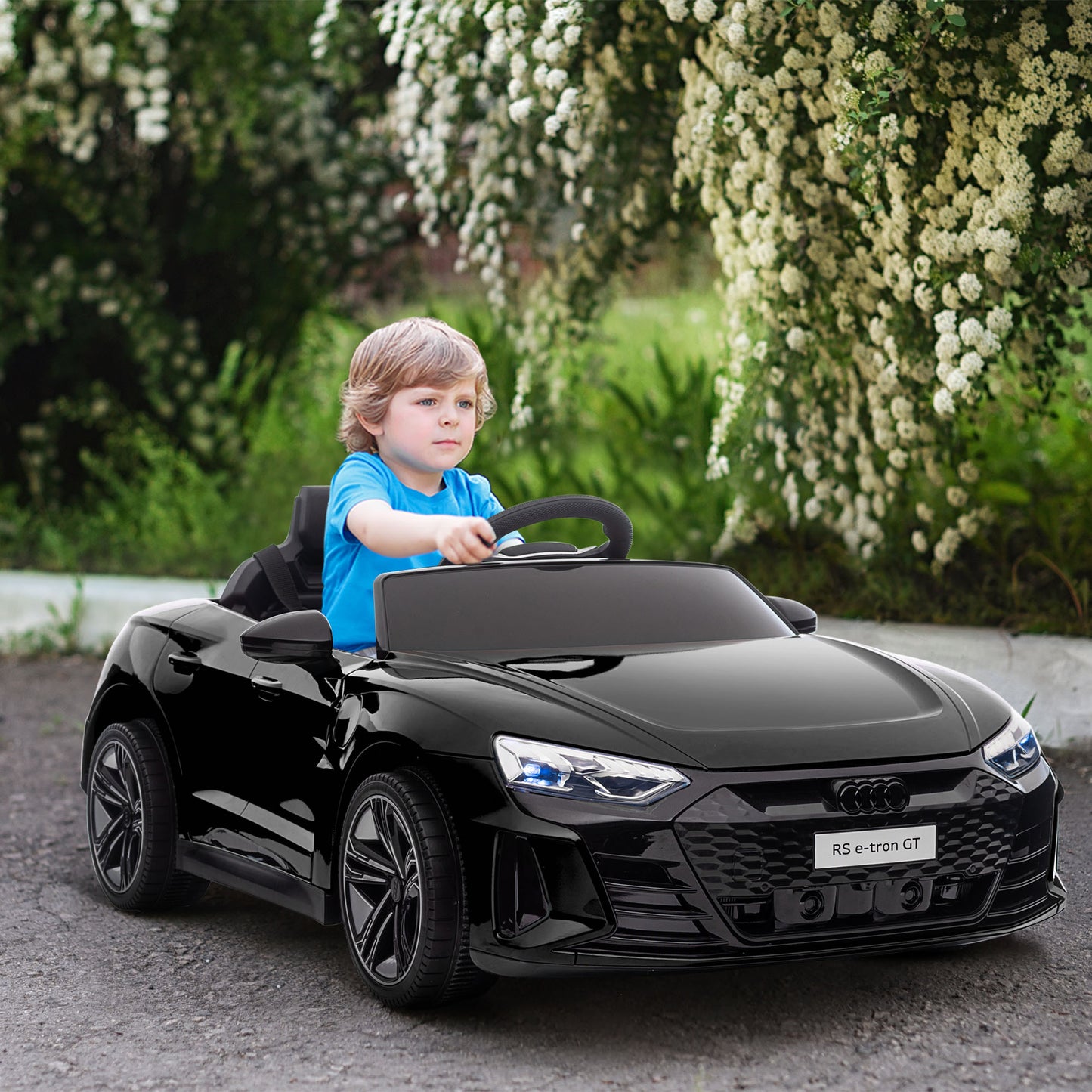 HOMCOM Kinderauto, Elektroauto, Audi-lizenziert, mit Sicherheitsgurt, Fernbedienung, Licht, schwarz, 103 x 58 x 41cm