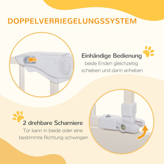 PawHut Absperrgitter für Hunde, extra hoch, Schließautomatik, Metallrahmen, 97,5 x 104,1 cm, Weiß