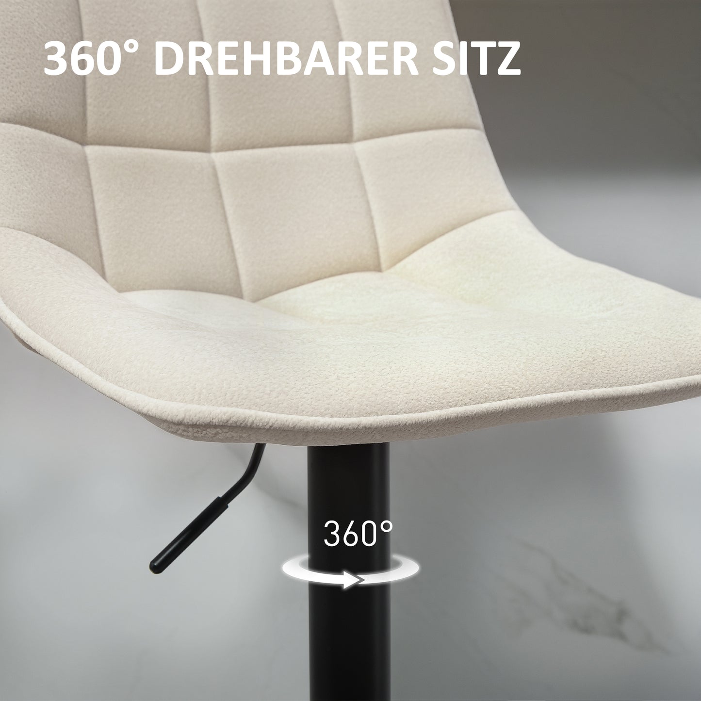 HOMCOM Moderner Barhocker, 2er-Set drehbare Barstühle mit Rückenlehne, höhenverstellbar, mit Fußstütze, gepolstert, بيج