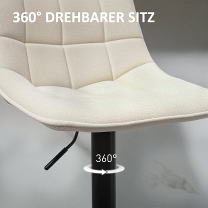 HOMCOM Moderner Barhocker, 2er-Set drehbare Barstühle mit Rückenlehne, höhenverstellbar, mit Fußstütze, gepolstert, بيج