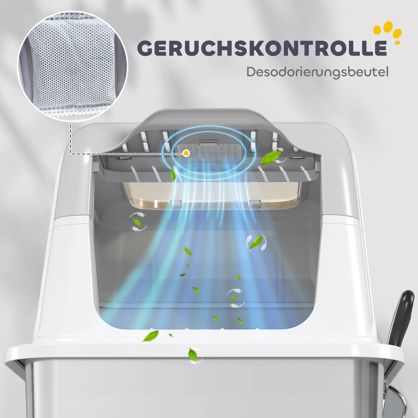 PawHut Katzenklo, Katzentoilette mit Deckel, Streuschaufel, vorne Eingang und ober Ausgang Edelstahl bis 7 kg