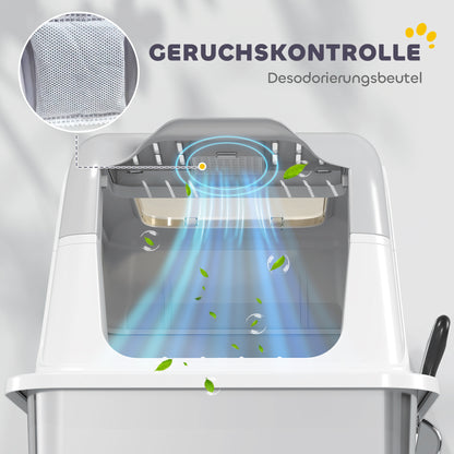 PawHut Katzenklo, Katzentoilette mit Deckel, Streuschaufel, vorne Eingang und ober Ausgang Edelstahl bis 7 kg