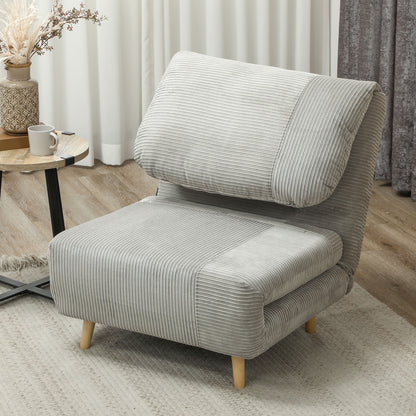 HOMCOM 2-in-1 Schlafsessel Gästebett، verstellbare Kopfstütze Cord-Optik 82 سم × 8 سم × 83 سم غراو