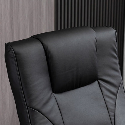 HOMCOM Massagesessel, mit Fußhocker, 10 Massagepunkte, Liegefunktion, drehbarer Sitz, Schwarz, 73 x 83 x 106cm