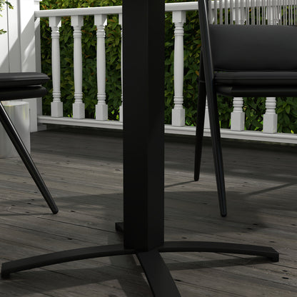 Outsunny Terrassentisch, für 4 Personen, Holzoptik, Aluminiumrahmen, 70 x 70 x 76 cm, Grau