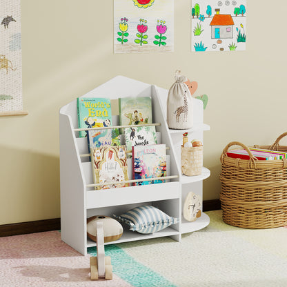 AIYAPLAY Kinderregal mit 7 Regalen für Bücher, Spielzeug, runde Kanten, trägt 40 kg, Weiß
