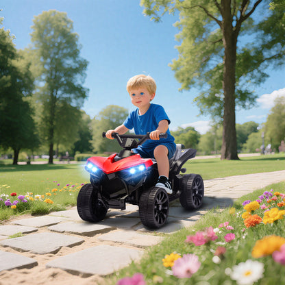 AIYAPLAY Kinder Quad Elektro 6V Kinderquad mit Vorwärts-, Rückwärtsfunktion, Musik, LED-Scheinwerfer Rot