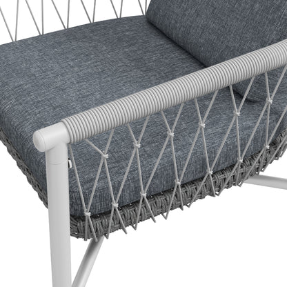 Outsunny Gartengarnitur, 4-teilig, Schaukelfunktion, Sitzauflagen, Polyrattan, Metallgestell, Grau