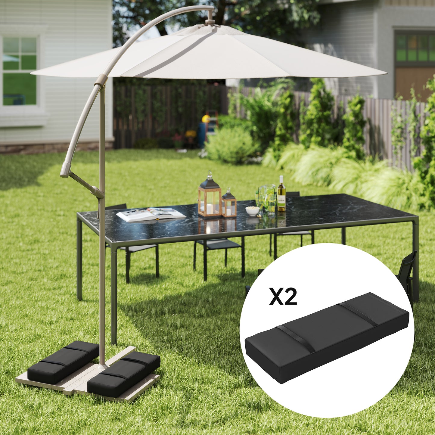 Outsunny 2er Set Sandsäcke für Sonnenschirm auffüllbare bis 25 kg Sandsack für Schirmständer 600D Oxford Schwarz