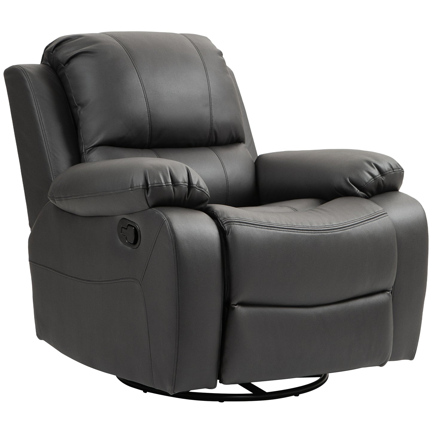 HOMCOM Relaxsessel, verstellbare Lehne & Fußstütze, drehbar, bis 150 kg, Stahlrahmen, 93x100x98cm, Schwarz