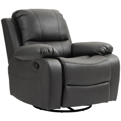 HOMCOM Relaxsessel, verstellbare Lehne & Fußstütze, drehbar, bis 150 kg, Stahlrahmen, 93x100x98cm, Schwarz