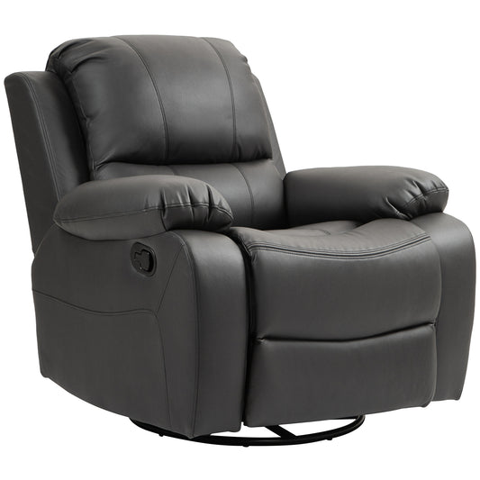 HOMCOM Relaxsessel, verstellbare Lehne & Fußstütze, drehbar, bis 150 kg, Stahlrahmen, 93x100x98cm, Schwarz