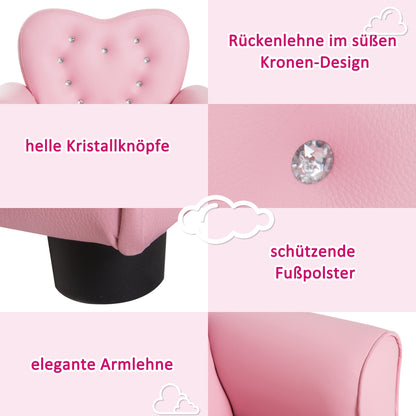 HOMCOM Kindersessel Kindersofa, massiven Holzfüßen Sessel aus Schaumstoff Kinderstuhl für Kinderzimmer, Spielzimmer, 59 x 41,5 x 49 cm, für Kinder 1,5-3 Jahre Rosa