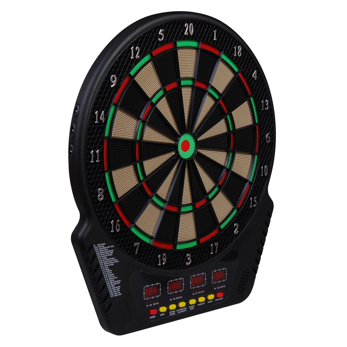 HOMCOM Elektronische Dartscheibe Dartboard Dart-set mit LED Anzeige mit automatischer Wertung Soundeffekte 6 Darts 24 Dartköpfe 27 Spiele und 243 Trefferoptionen für 16 Spieler 44 x 51,5 x 3,2 cm