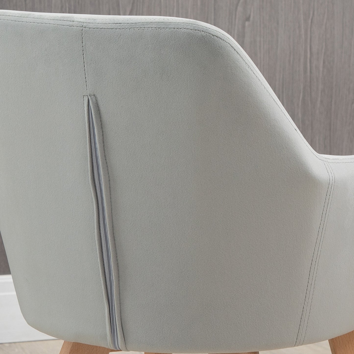 HOMCOM 2er-Set Stühle, Esszimmerstühle, Samtoptik, Holzbeine, 54 cm x 57 cm x 80 cm, Grau + Natur