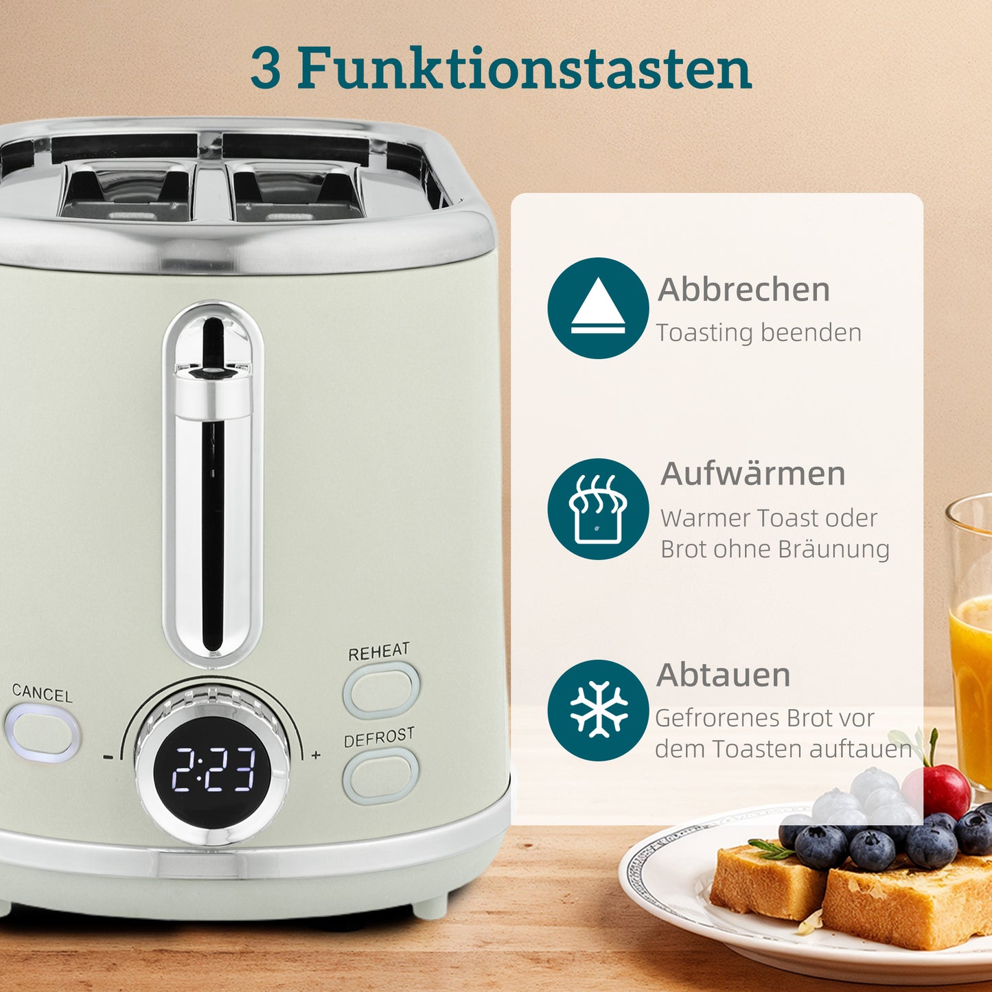 HOMCOM Wasserkocher- und Toaster-Set, LED-Anzeige, 1,7 Liter, 2200W, Retro-Design, Memory-Funktion, Grau