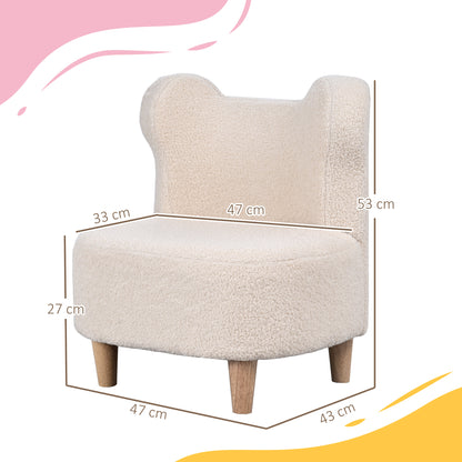AIYAPLAY Kindersessel، Plüschsessel mit Bärenohren، Fleece-Bezug، Schaumstoff، بيج
