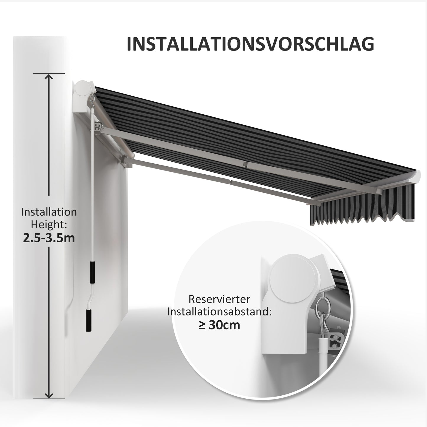 Outsunny Markise، Sonnenschutz، einfahrbar، mit Handkurbel، Metallrahmen، بوليستر، أزرق + فايس، 3,95 × 2,45 × 3,50 م