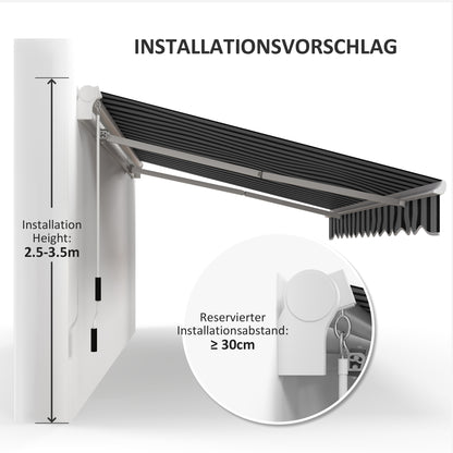 Outsunny Markise، Sonnenschutz، einfahrbar، mit Handkurbel، Metallrahmen، بوليستر، أزرق + فايس، 3,95 × 2,45 × 3,50 م