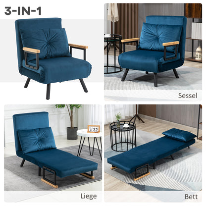 HOMCOM Relaxsessel im Skandidesign, Liegesessel, Lesesessel. ink. Kissen mit Knopfhefung, Schwarz + Natur