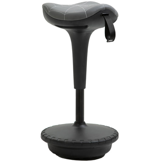 Vinsetto Bürohocker mit Schwenkfunktion, ergonomischer Hocker, höhenverstellbar 65,5-83,5 cm 120° neigbar Grau
