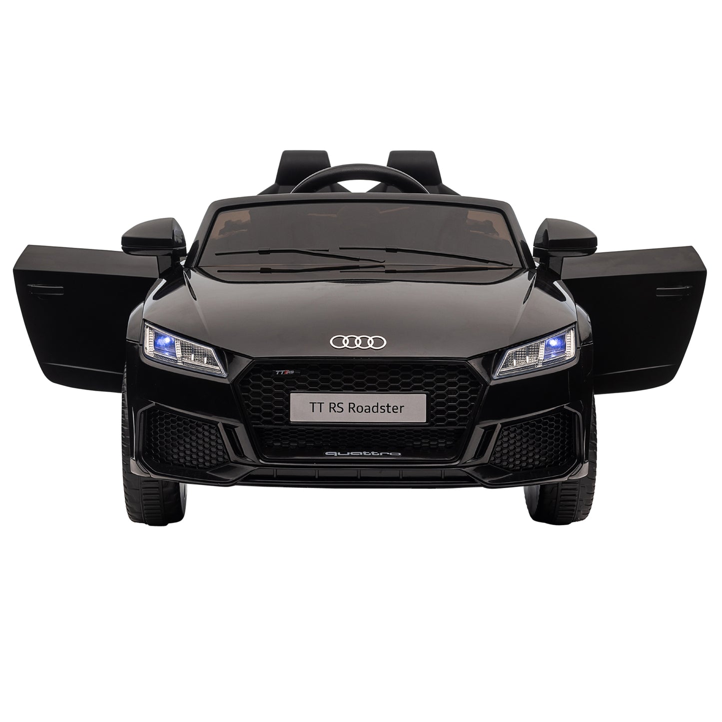 HOMCOM Kinder-Elektroauto Audi, mit 2,4G Fernbedienung, Musik, Hupe, LED, USB, für Kinder 3-5 Jahre, Schwarz