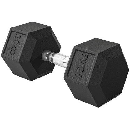 HOMCOM Hanteln mit gerändeltem Griff, Kurzhantel aus Gusseisen, 1 x 20kg, Kurzhanteln für Männer und Frauen, Dumbbell für Zuhause, Fitnessstudio, Krafttraining