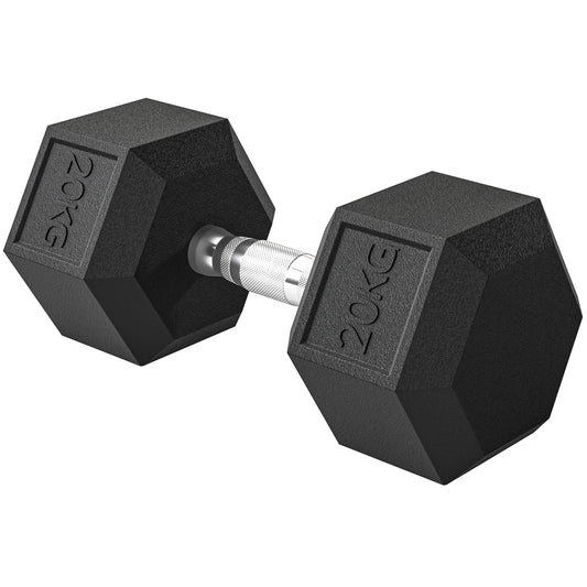 HOMCOM Hanteln mit gerändeltem Griff, Kurzhantel aus Gusseisen, 1 x 20kg, Kurzhanteln für Männer und Frauen, Dumbbell für Zuhause, Fitnessstudio, Krafttraining