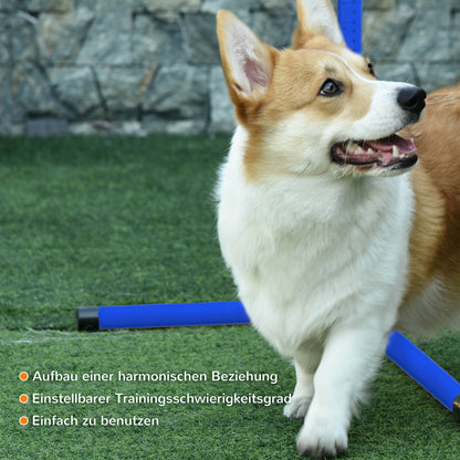 PawHut Agility Set Hunde 4-teiliges höhenverstellbar Agility-Ausrüstung Sprungstangen-Set Steckhürdenset mit 4 Hürden Tragetasche Koordinationstraining Sprungstangen-Set für Spiele Training