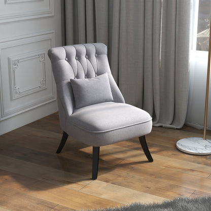 HOMCOM Sessel Wohnzimmer Relaxsessel Loungesessel Ruhesessel mit Rückenkissen, Holzbeine, Lesesessel mit Leinenoptik, Polstersessel für Schlafzimmer, Grau