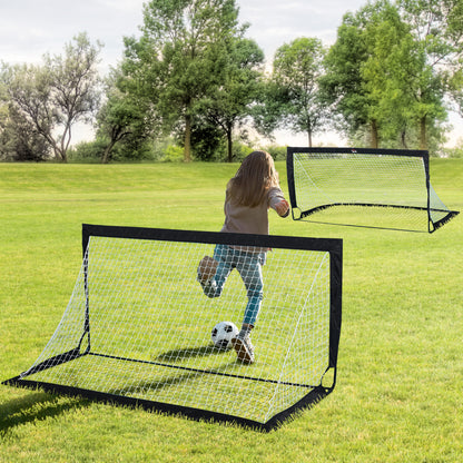 HOMCOM Fußballtor 2er Set faltbar 183 x 90 x 90 cm Fussballtor mit Tragetasche wetterfest Outdoor Fußball Tore für Erwachsene Fußballtore für Garten Training Freizeit Schwarz