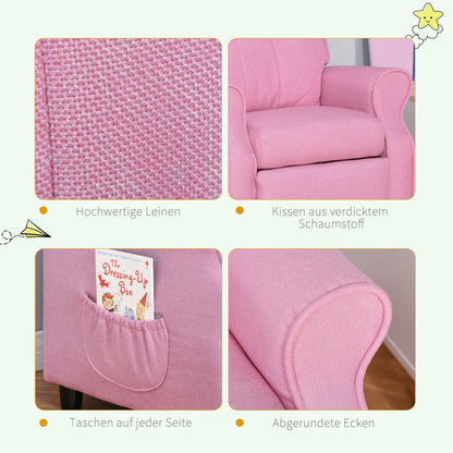 HOMCOM Kindersofa Kindercouch Kindersessel Stuhl Liegesofa verstellbar mit Fußstütze für 3-5 سنوات من الشباب وMädchen Rosa 58 x 53 x 70 سم