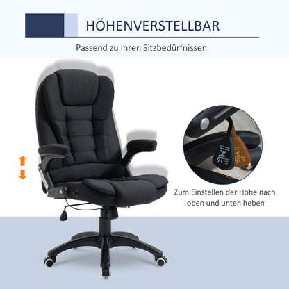 Vinsetto Bürostuhl Computerstuhl entspanntes Hinlegen höhenverstellbarer Schreibtischstuhl ergonomisch 360° Schaumstoff Kunststoff-Kunststoff leinenartiges Polyester Schwarz 65 x 72 x 100-120 cm