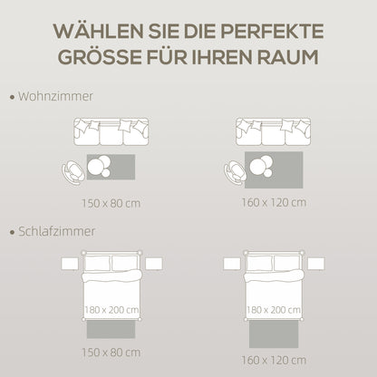 HOMCOM Fleece-Teppich mit Dschungel-Muster, pflegeleicht, Cremeweiß+Bunt