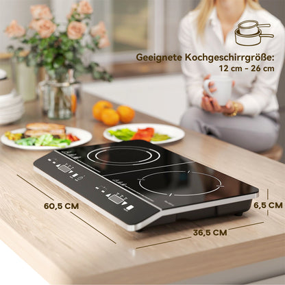 HOMCOM Tragbares Induktionskochfeld, 10-stufige Temperaturregelung, Touchpanel, Schwarz