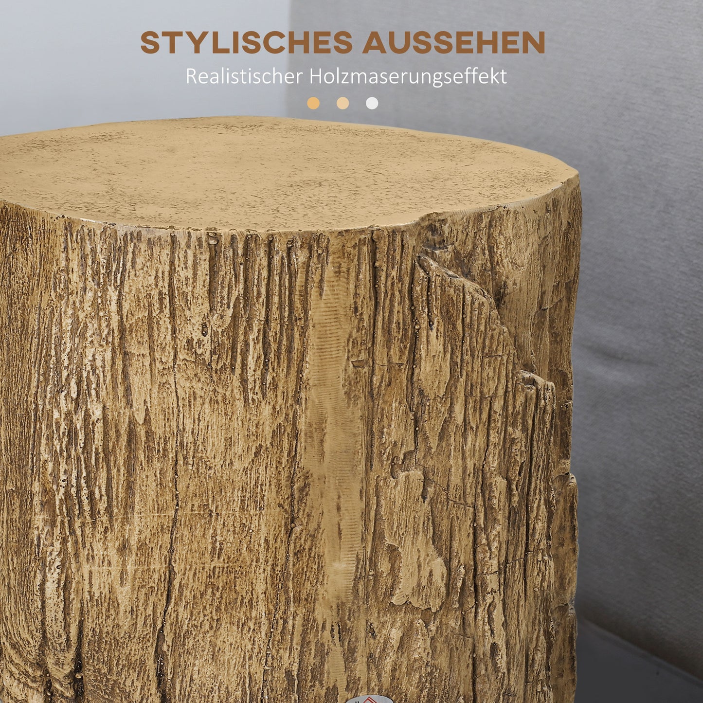HOMCOM Beistelltisch Baumstumpf-Optik Nivillierfüße 37 cm x 37 cm x 43 cm Beton Braun